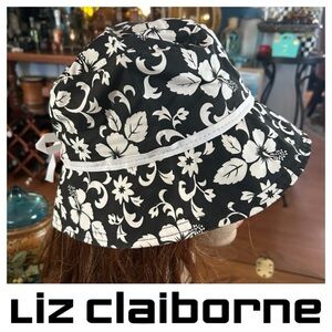 Liz Claiborne Black and White Floral Bucket Hat
